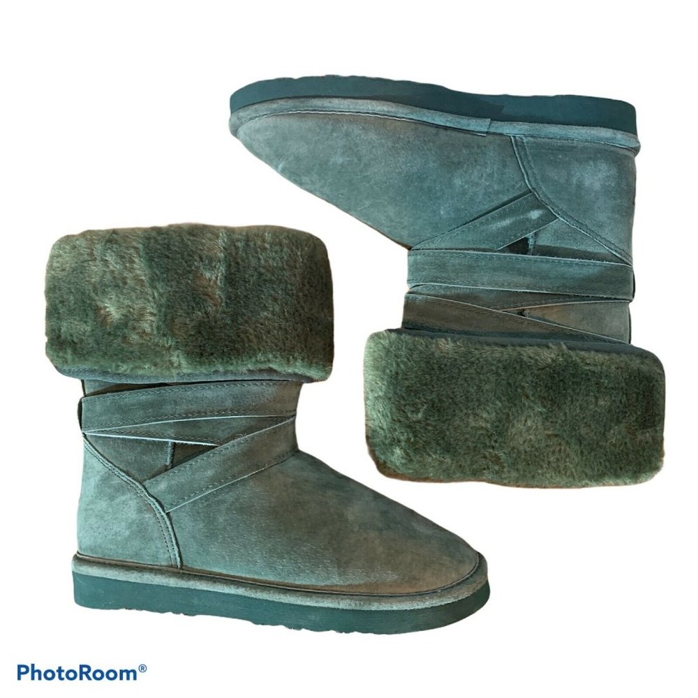 LAMO Green Faux Fur Shearling Suede Boots Sz 7
